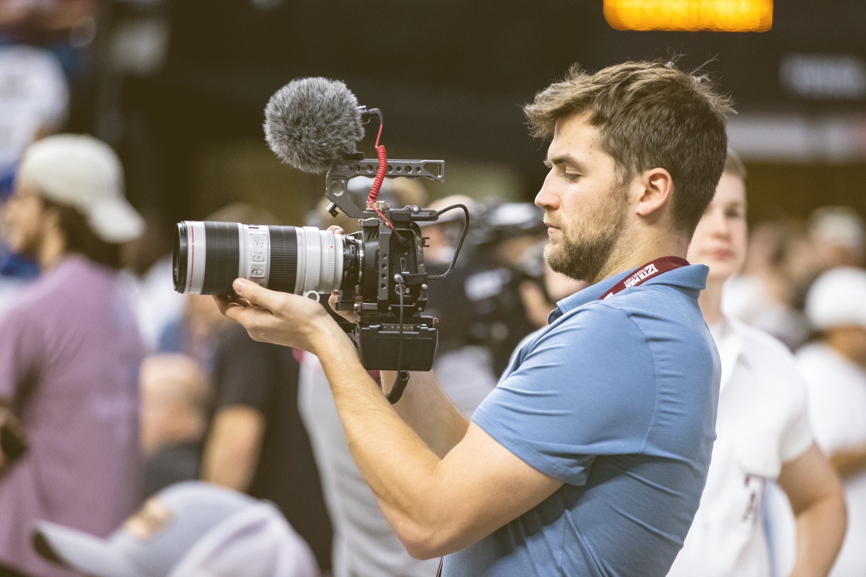 Filming at a college game