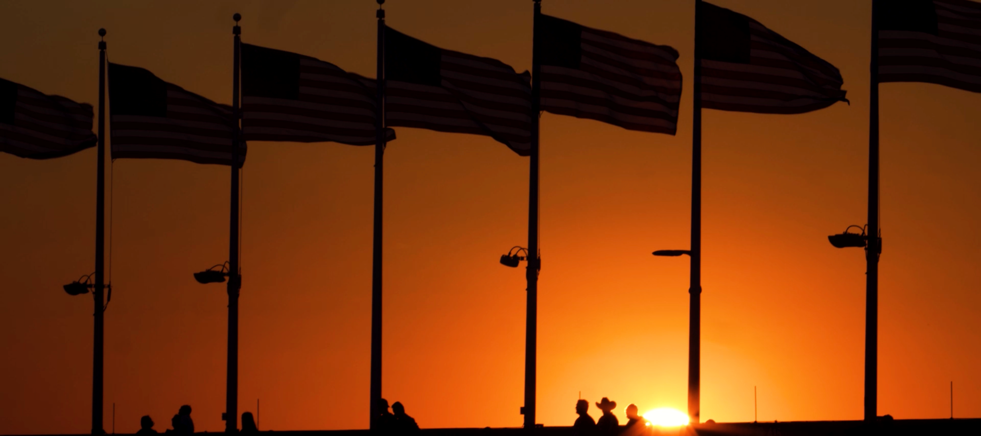 Flags at sunset